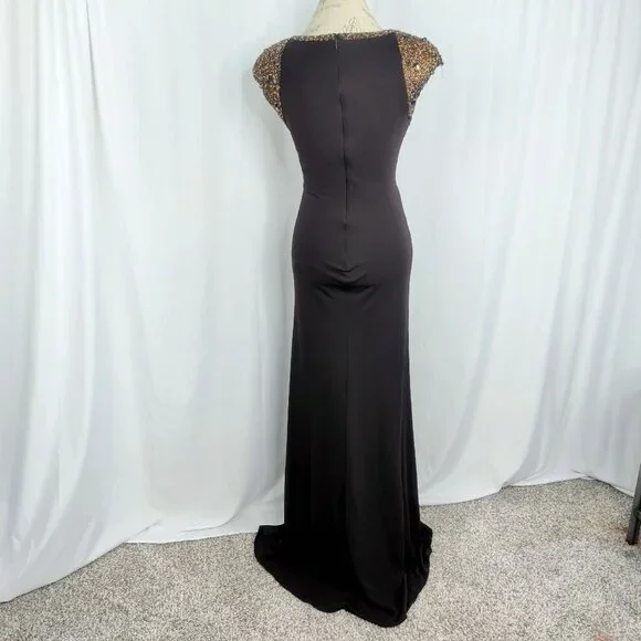 Alberto Makali Gown 4 Small Formal Brown Beaded - Picture 7 of 10